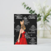 Carte Postale Faire-part Drôle collage animal romantique enregistrer la dat (Debout devant)