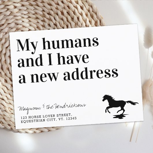 Carte Postale Faire-part Drôle de nouvelle adresse Cheval Animal Déménageme