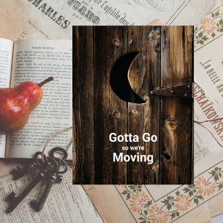 Carte Postale Faire-part Drôle Gotta Go Moving Wood Door with Moon