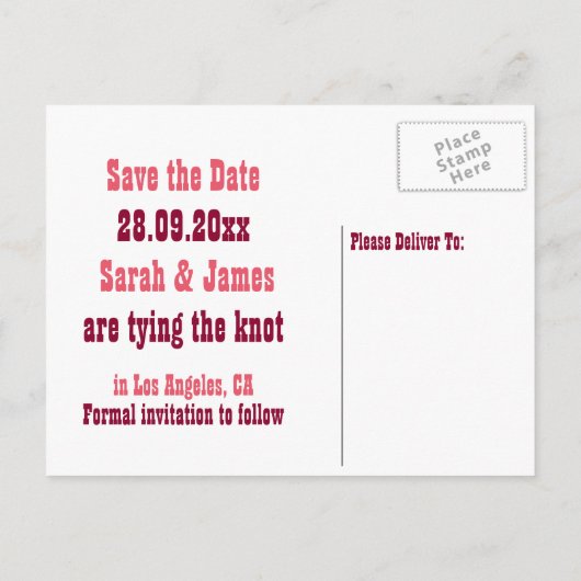 Carte Postale Faire-part Drôle Humour Nuff Said Custom Save Date Mariage (Dos)