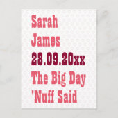Carte Postale Faire-part Drôle Humour Nuff Said Custom Save Date Mariage (Devant)