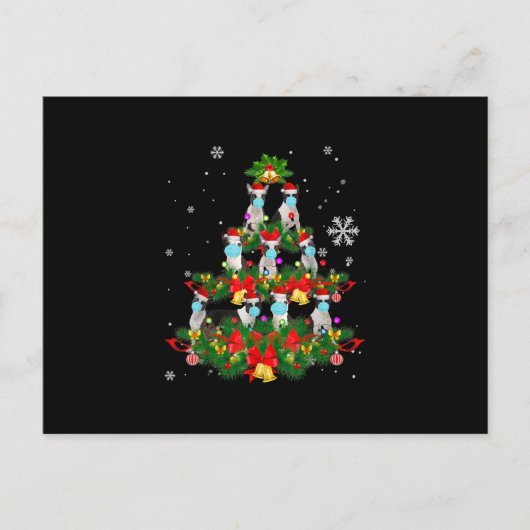 Carte Postale Faire-part Drôle Masque de Chien de Boston pour Arbre de Noël (Devant)