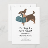 Carte Postale Faire-part Drôle mignon chien dachshund illustration déplacem (Devant / Derrière)