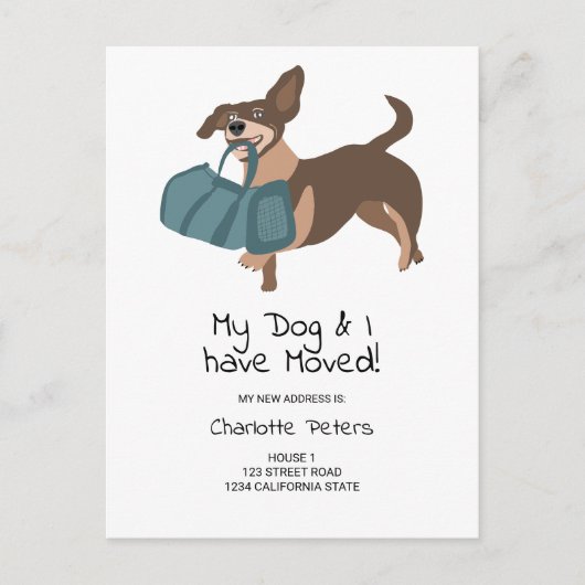 Carte Postale Faire-part Drôle mignon chien dachshund illustration déplacem (Devant)