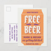 Carte Postale Faire-part Drôle, moderne, thème de bière enregistrer la date (Devant / Derrière)