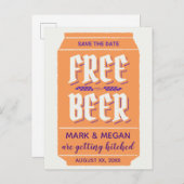 Carte Postale Faire-part Drôle, moderne, thème de bière sauver la date  (Devant / Derrière)