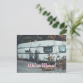Carte Postale Faire-part Drôle Nous Avons Déménagé Vieille Remorque Maison (Debout devant)