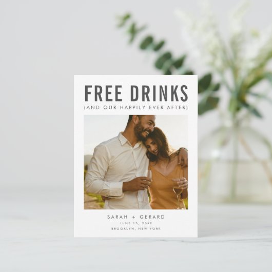 Carte Postale Faire-part Drôle Photo QR Code Budget Mariage Enregistrer la (Debout devant)