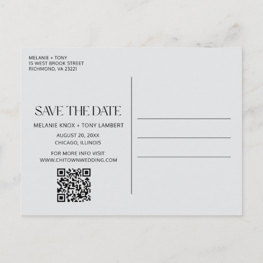 Carte Postale Faire-part Drôle Photo QR Code Mariage Enregistrer la date (Dos)