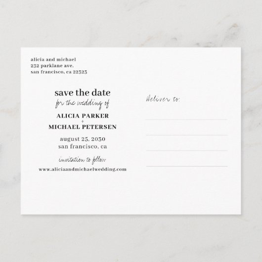 Carte Postale Faire-part Drôle typographie citation mariage enregistrer la (Dos)