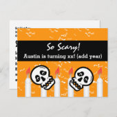 Carte Postale Faire-part Drôles de Crânes Fête d'anniversaire Épargnez la d (Devant / Derrière)