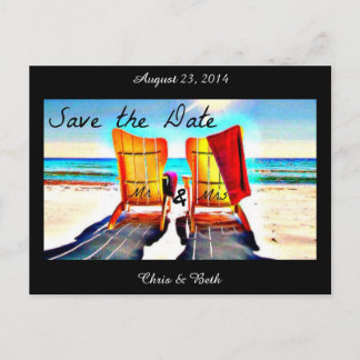 Carte Postale Faire-part Duo de chaises de plage pour Sauver la Date