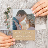 Carte Postale Faire-part Dusty Beige Modern Typographie Simple Mariage phot