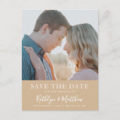 Carte Postale Faire-part Dusty Beige Modern Typographie Simple Mariage phot (Devant)