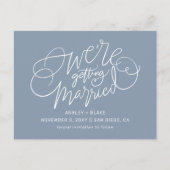Carte Postale Faire-part Dusty Blue Elegant Simple Enregistrer la date (Devant)