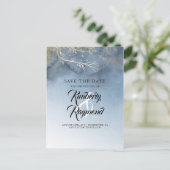 Carte Postale Faire-part Dusty Blue et Gold Enregistrer la date (Debout devant)