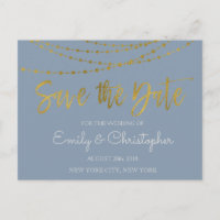 Dusty Blue et Gold Foil Enregistrer la date