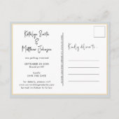 Carte Postale Faire-part Dusty Blue Fun Script Moderne Photo Mariage Économ (Dos)