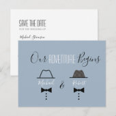 Carte Postale Faire-part Dusty Blue Gay Wedding Enregistrer La Date (Devant / Derrière)