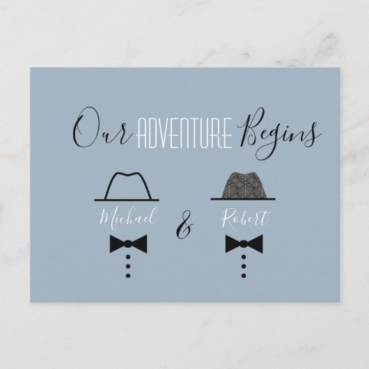 Carte Postale Faire-part Dusty Blue Gay Wedding Enregistrer La Date (Devant)