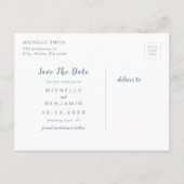 Carte Postale Faire-part Dusty Blue Modern Script Simple Enregistrer La Dat (Dos)