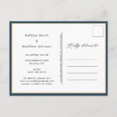 Carte Postale Faire-part Dusty Blue Modern Script Wedding Enregistrer La Da (Dos)