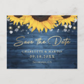 Carte Postale Faire-part Dusty Blue Rustic Tournesol Mariage Enregistrer La (Devant)