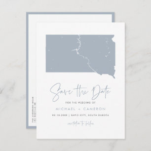 Carte Postale Faire-part Dusty Blue South Dakota Map QR Code Enregistrer la