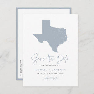 Carte Postale Faire-part Dusty Blue Texas State Map QR Code Enregistrer la 