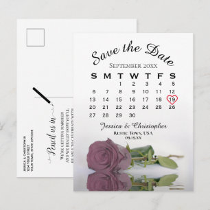 Carte Postale Faire-part Dusty Mauve Rose Calendrier du Mariage Enregistrer