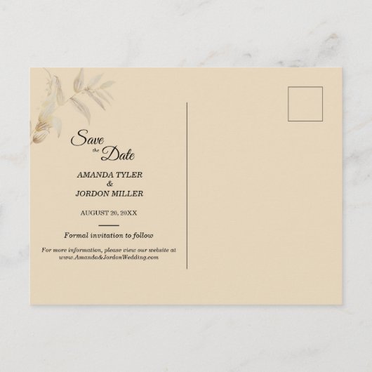 Carte Postale Faire-part Dusty Rose Automne Boho Wedding Enregistrer la dat (Dos)