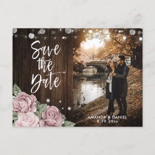 Carte Postale Faire-part Dusty Rose Blush rose Mariage Photo Enregistrer la