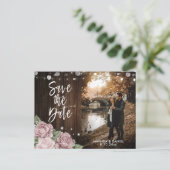 Carte Postale Faire-part Dusty Rose Blush rose Mariage Photo Enregistrer la (Debout devant)
