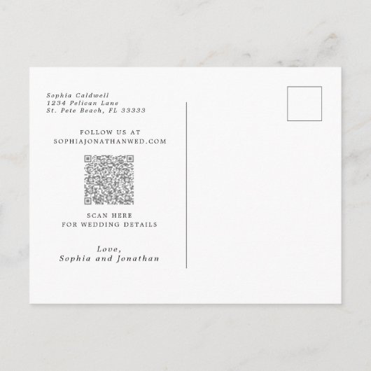 Carte Postale Faire-part Dusty Rose Floral Eucalyptus Enregistrer la date (Dos)