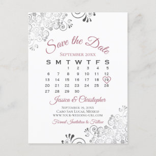Carte Postale Faire-part Dusty Rose & mariage blanc Enregistrer le calendri
