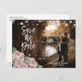 Carte Postale Faire-part Dusty Rose Photo Mariage Enregistrer la date (Devant / Derrière)