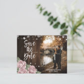 Carte Postale Faire-part Dusty Rose Photo Mariage Enregistrer la date (Debout devant)