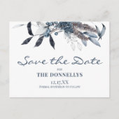 Carte Postale Faire-part Eau Bleue Aquarelle Noël Enregistrer la Date (Devant)