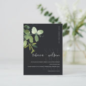 CARTE POSTALE FAIRE-PART EAU-FORTE EUCALYPTUS NOIR VERT ENREGISTRER LA DATE (Debout devant)