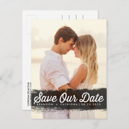 CARTE POSTALE FAIRE-PART ÉCLABOUSSURE AQUARELLE NOIRE | CARTON D'INVITATION (Devant / Derrière)