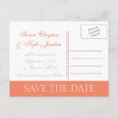 Carte Postale Faire-part Économie moderne de date Monogramme vert menthe or (Dos)