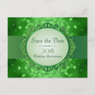 Carte Postale Faire-part Économies de Bokeh de vert vert le 30ème