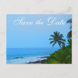 Carte Postale Faire-part Économies de mariage de palmier de plage la date