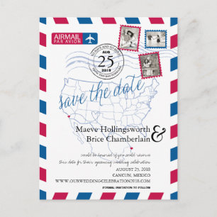 Carte Postale Faire-part Économies de par avion de San Diego Cancun la date
