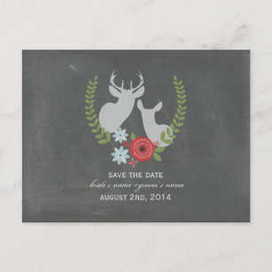 Carte Postale Faire-part Économies inspirées par craie florale de cerfs