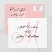 Carte Postale Faire-part Économies roses de mariage de monogramme les (Devant / Derrière)