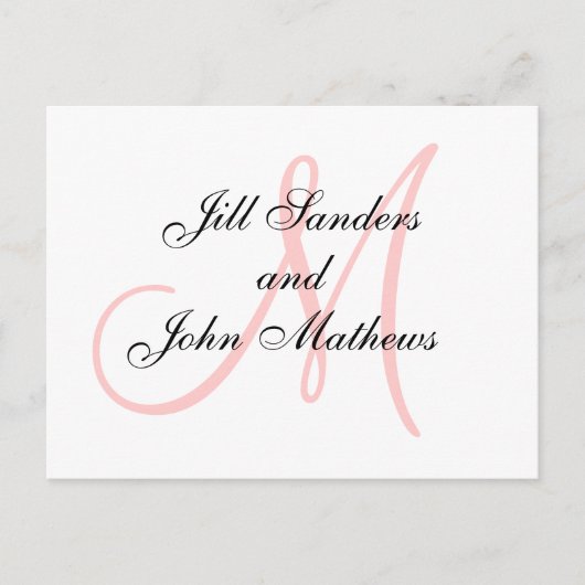 Carte Postale Faire-part Économies roses de mariage de monogramme les (Devant)