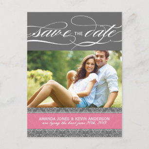 Carte Postale Faire-part Économies roses et grises de sucette de damassé la