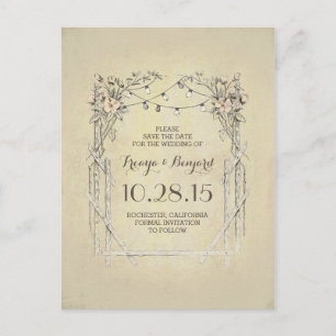 Carte Postale Faire-part Économies rustiques vintages de voûte florale la