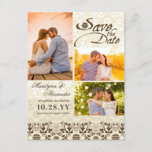 Carte Postale Faire-part Économies vintages de photo de café de dentelle de